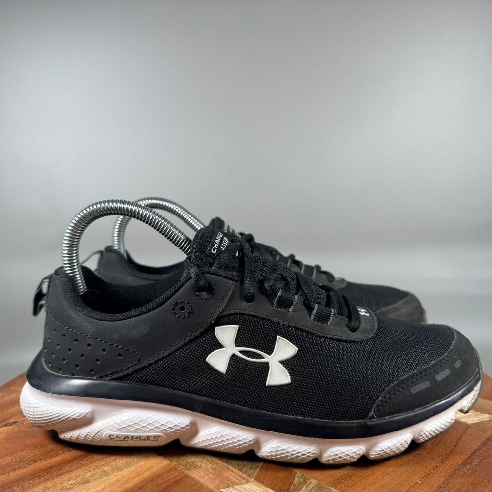 Under Armour Charged Assert 8 Womens Running Shoes Black White Size 7
